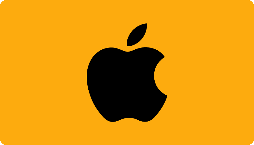 Apple logo on an orange tile for choosing the macOS firmware update guide