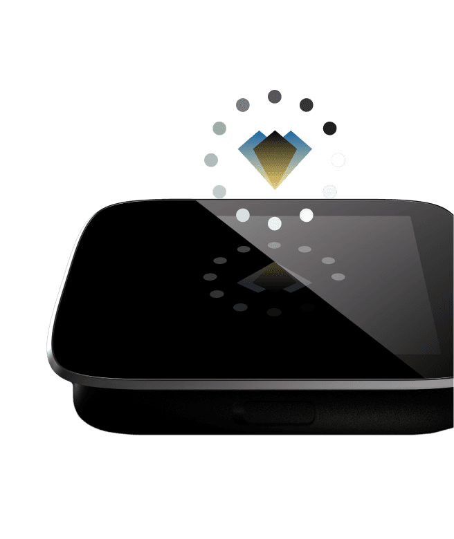 NGRAVE ZERO with a loading spinner around the NGRAVE logo, indicating a firmware update