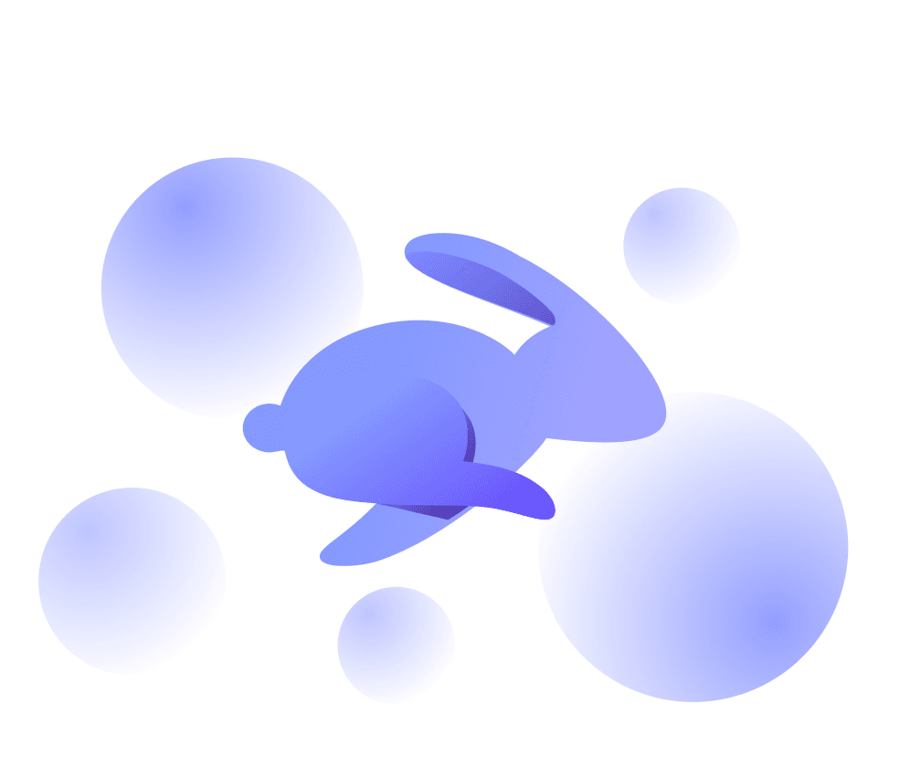Rabby wallet rabbit logo among soft blue bubbles
