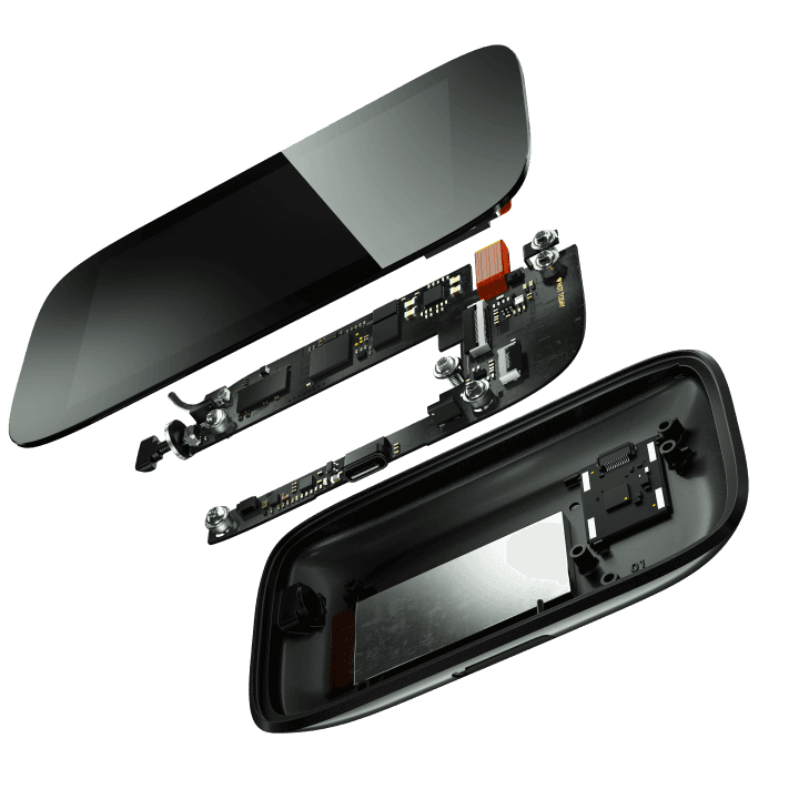 Exploded view of NGRAVE ZERO's screen, circuit board and casing